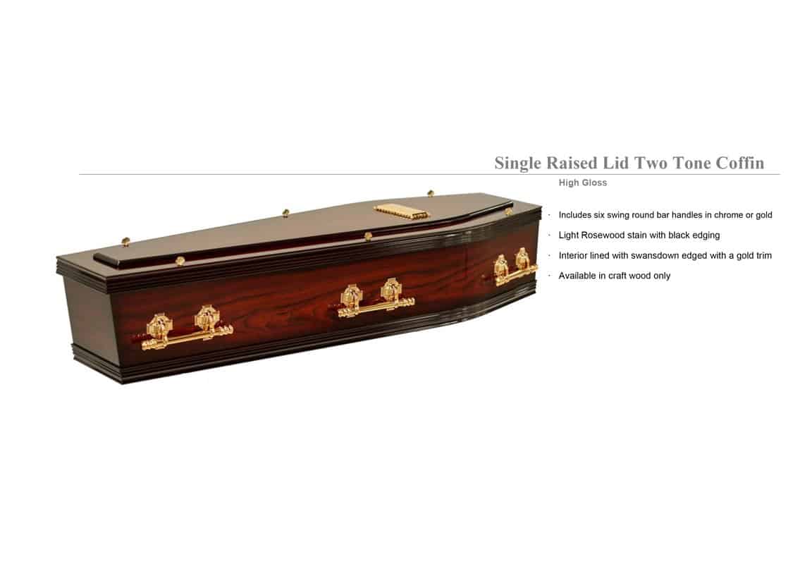 Description of the Single Raised Lid Two Tone Coffin